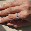 Silver Square Crystal Ring on Hand