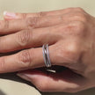 Double Band Silver Diamond Ring on Hand