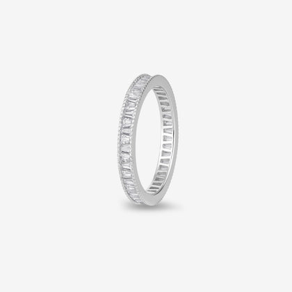 Simple Diamond Silver Ring on Hand