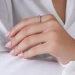 Simple Diamond Silver Ring on Hand