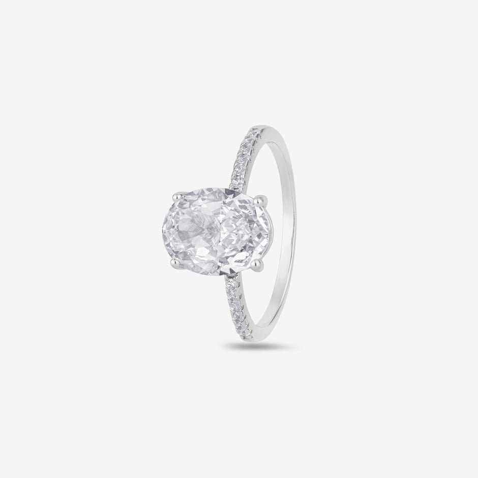 White Oval Solitaire Ring