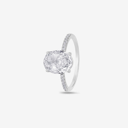 White Oval Solitaire Ring
