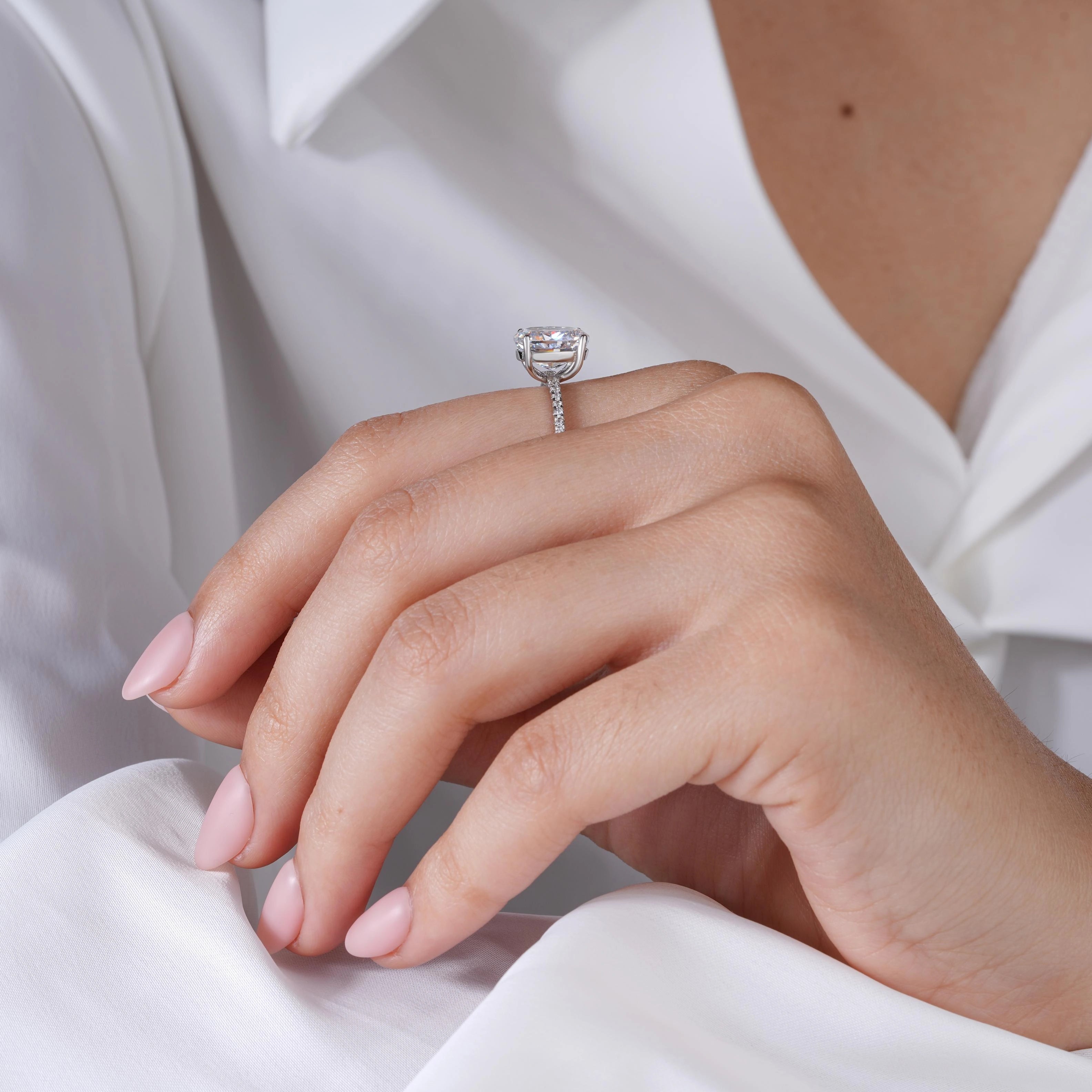 White Oval Solitaire Ring