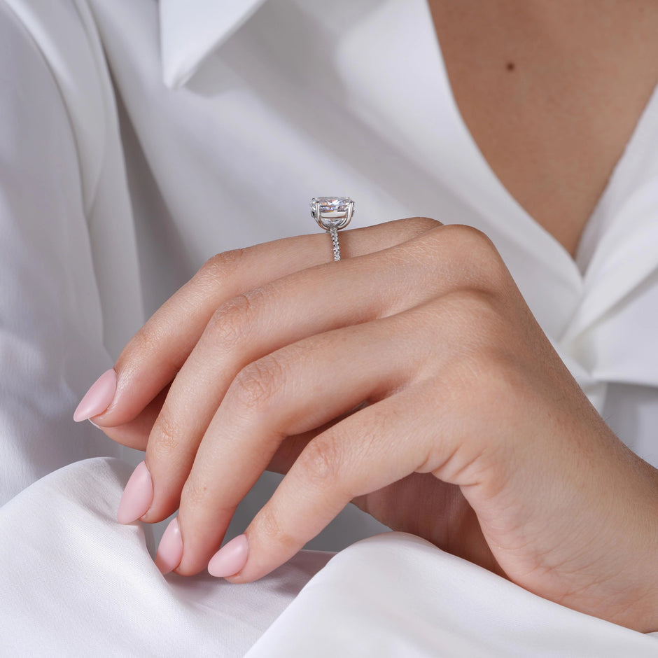 White Oval Solitaire Ring