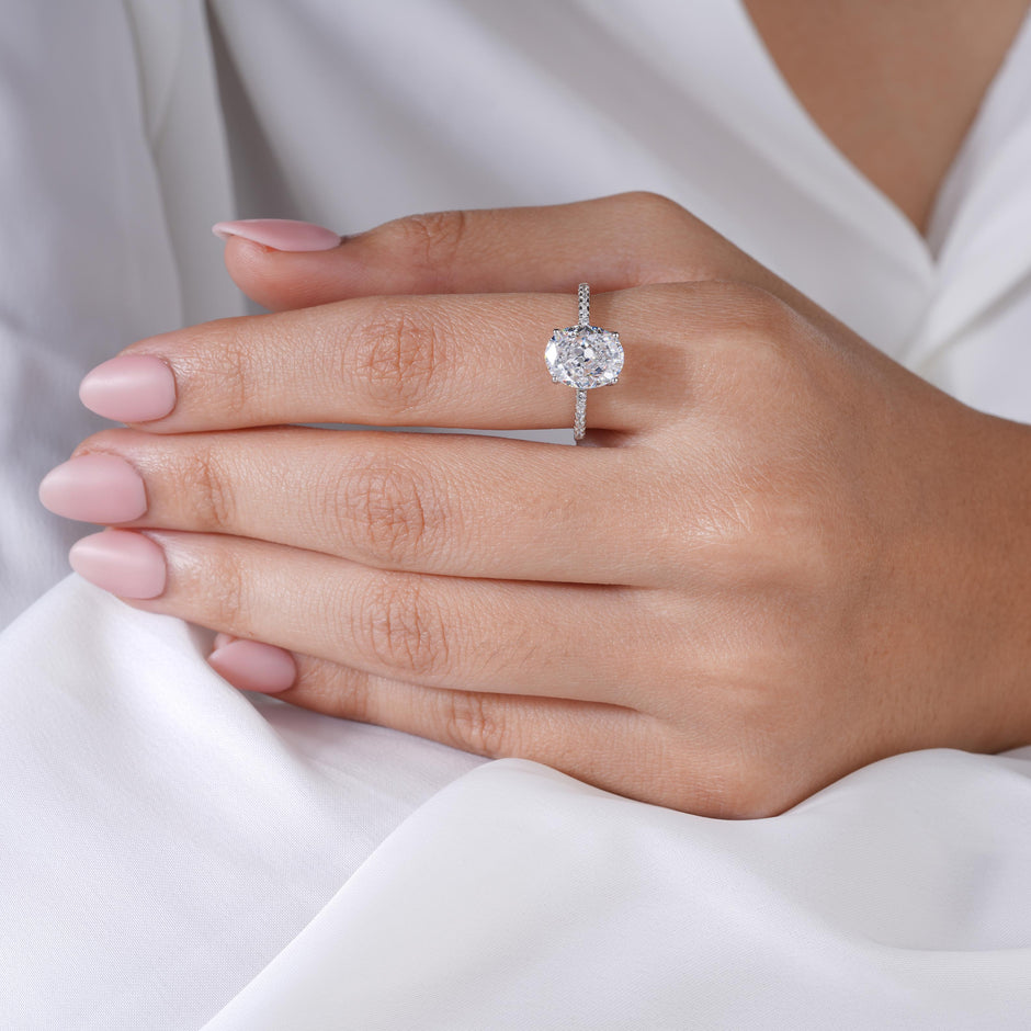 White Oval Solitaire Ring