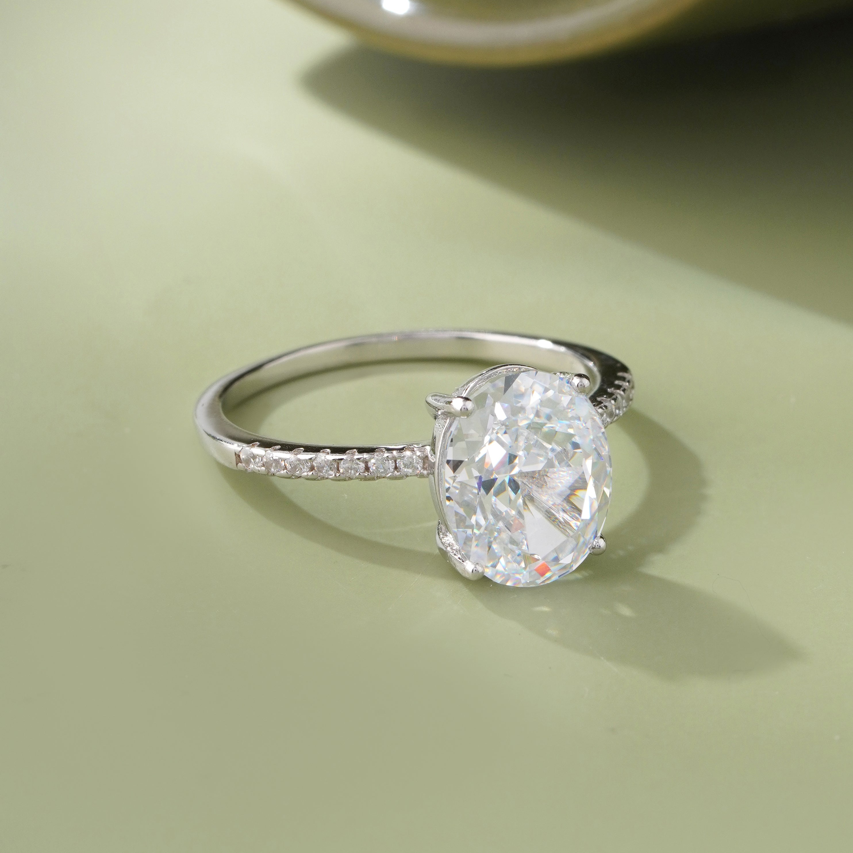 White Oval Solitaire Ring