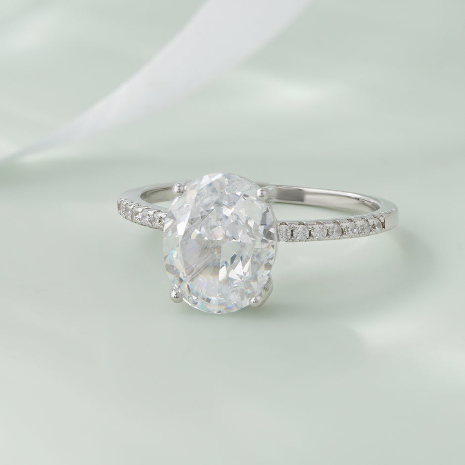White Oval Solitaire Ring